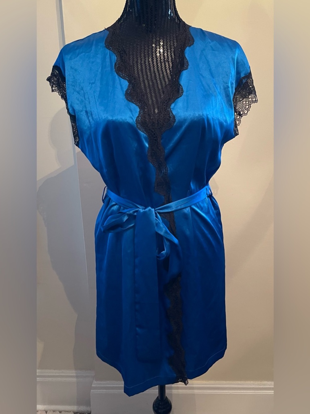 Victoria's Secret Blue & Black Short Robe Size Xs